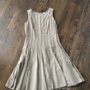 Taupe pleated shift dress